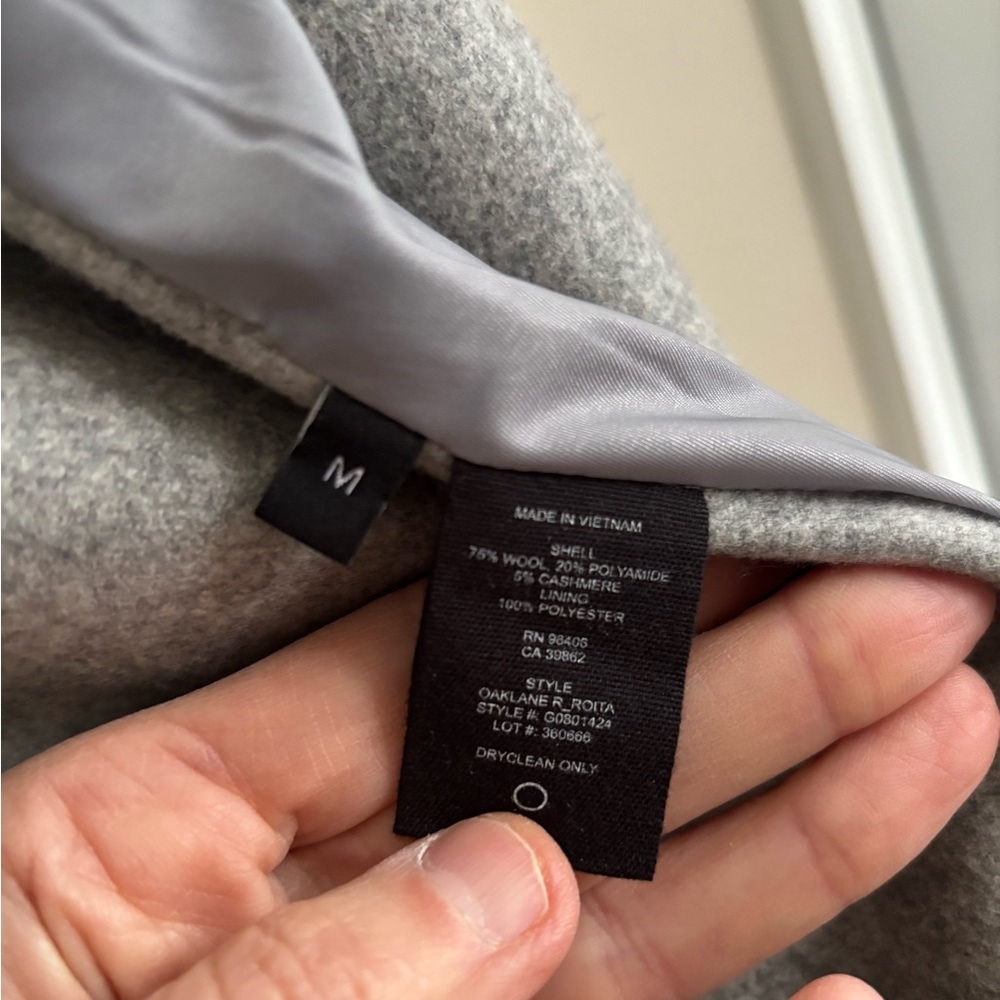 Theory Classic Heathered Gray Wool Cashmere Trench Coat M - Picture 14 of 15